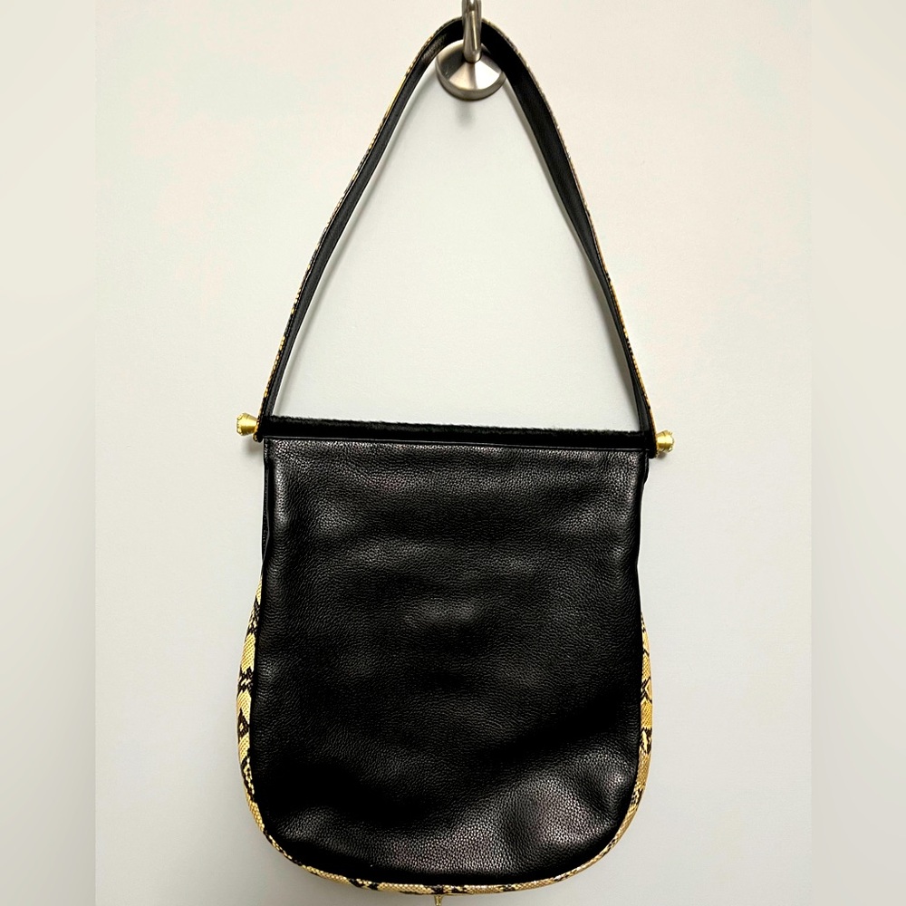 Barry Kieselstein-Cord bag w/ snake skin trim, pony hair flap, alligator metals - Picture 2 of 6